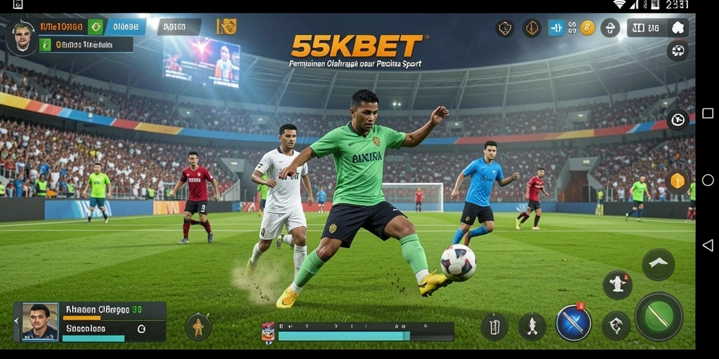Screenshot menampilkan aksi seru dalam bermain game olahraga 55KBET.