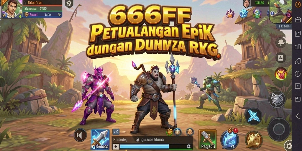 Screenshot gameplay 666FF yang menampilkan pertempuran seru dan karakter unik.