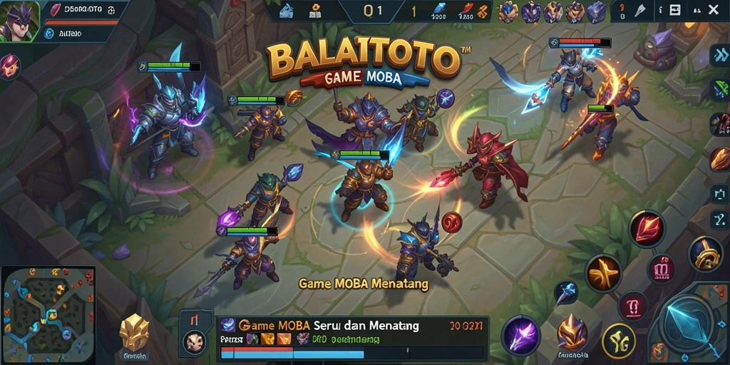 Tampilan gameplay seru dalam pertandingan MOBA BALAITOTO.