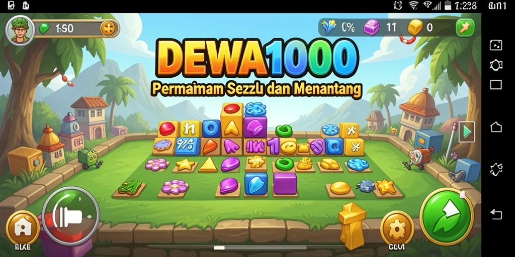Gameplay menantang DEWA1000 dengan berbagai puzzle.