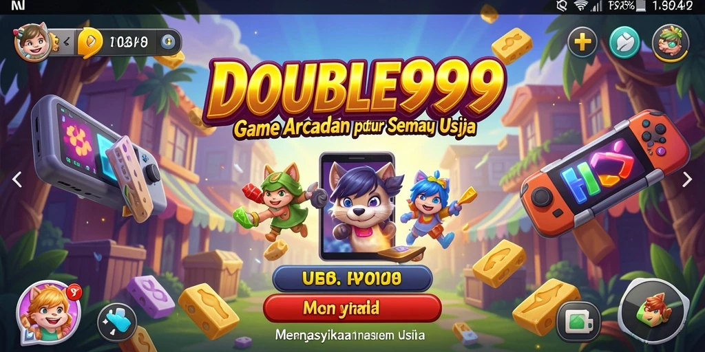 Tampilan screenshot utama DOUBLE999 menunjukkan keseruan gameplay arcade yang menantang.