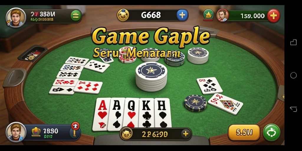 Tampilan gameplay G668 yang seru dan menarik saat bermain Gaple.
