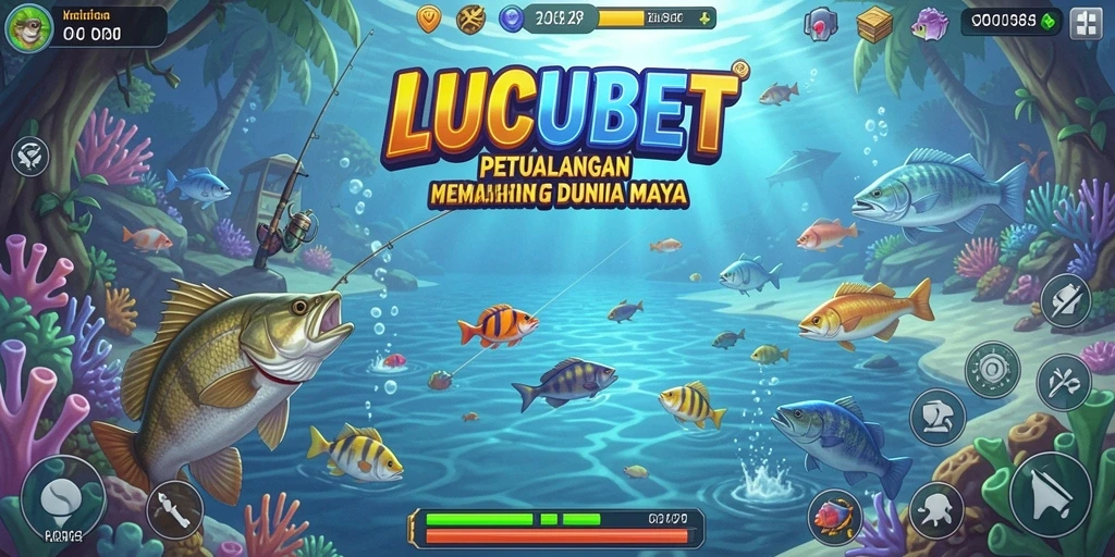 Tampilan gameplay LUCUBET saat menangkap ikan besar.