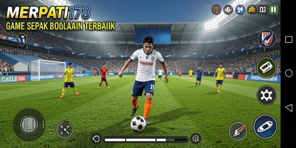Tampilan gameplay intens dari MERPATI178 dengan aksi sepak bola terbaik.