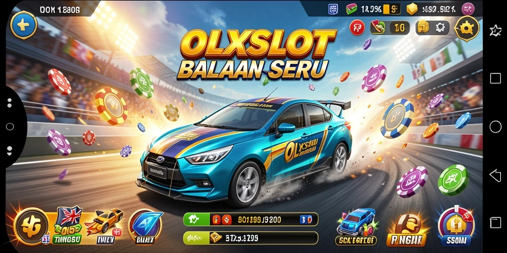 Tangkapan layar dari OLXSLOT menampilkan aksi balapan yang mendebarkan.