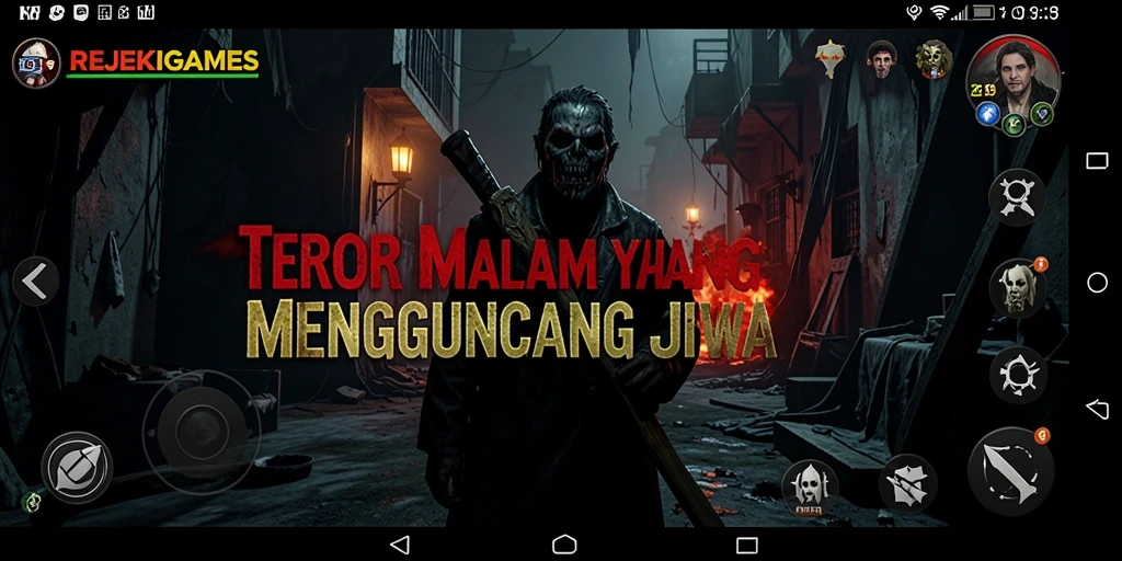 Screenshot gameplay <strong>REJEKIGAMES</strong> dengan suasana mencekam dan berbagai monster mengerikan.