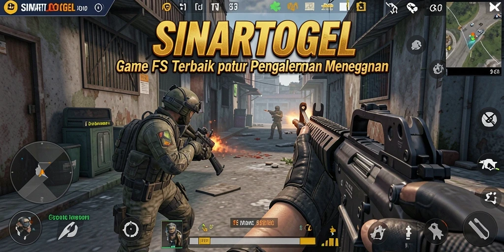 Screenshot gameplay SINARTOGEL menunjukkan aksi tembak-menembak yang intens.