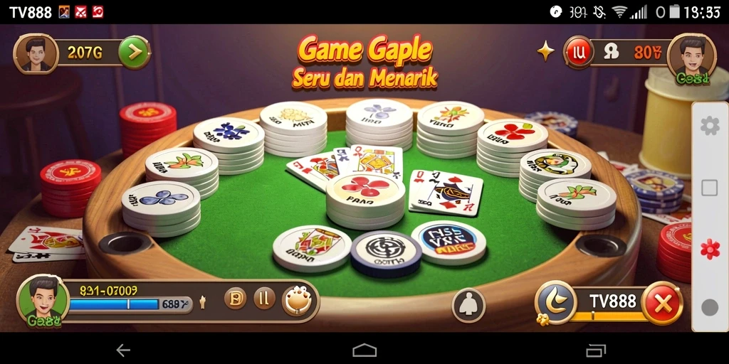 Screenshot gameplay Gaple di TV888 yang seru dan interaktif.