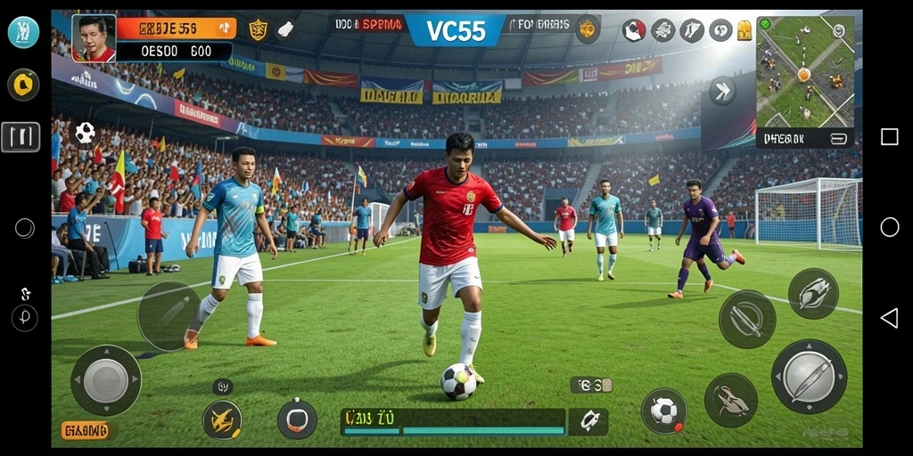 Tangkapan layar VC55 menampilkan aksi seru dalam pertandingan olahraga.